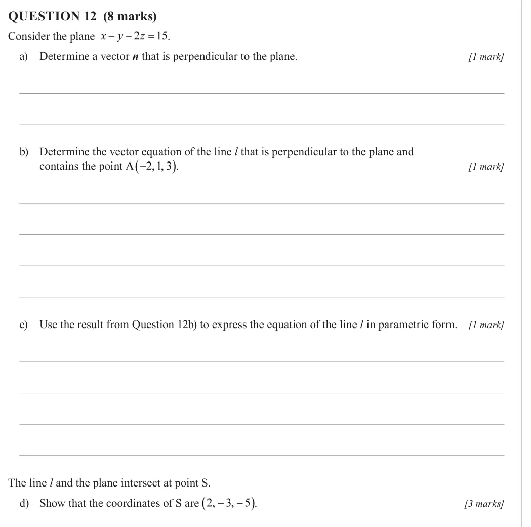 Specialist Mathematics 2021 Prova 1, questão 12