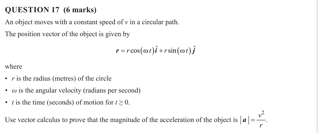 Specialist Mathematics 2024 Paper 2, question 17